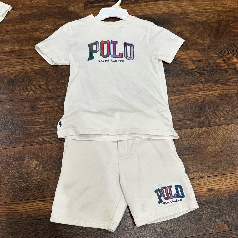 Polo Ralph Lauren White Tee and Shorts Set